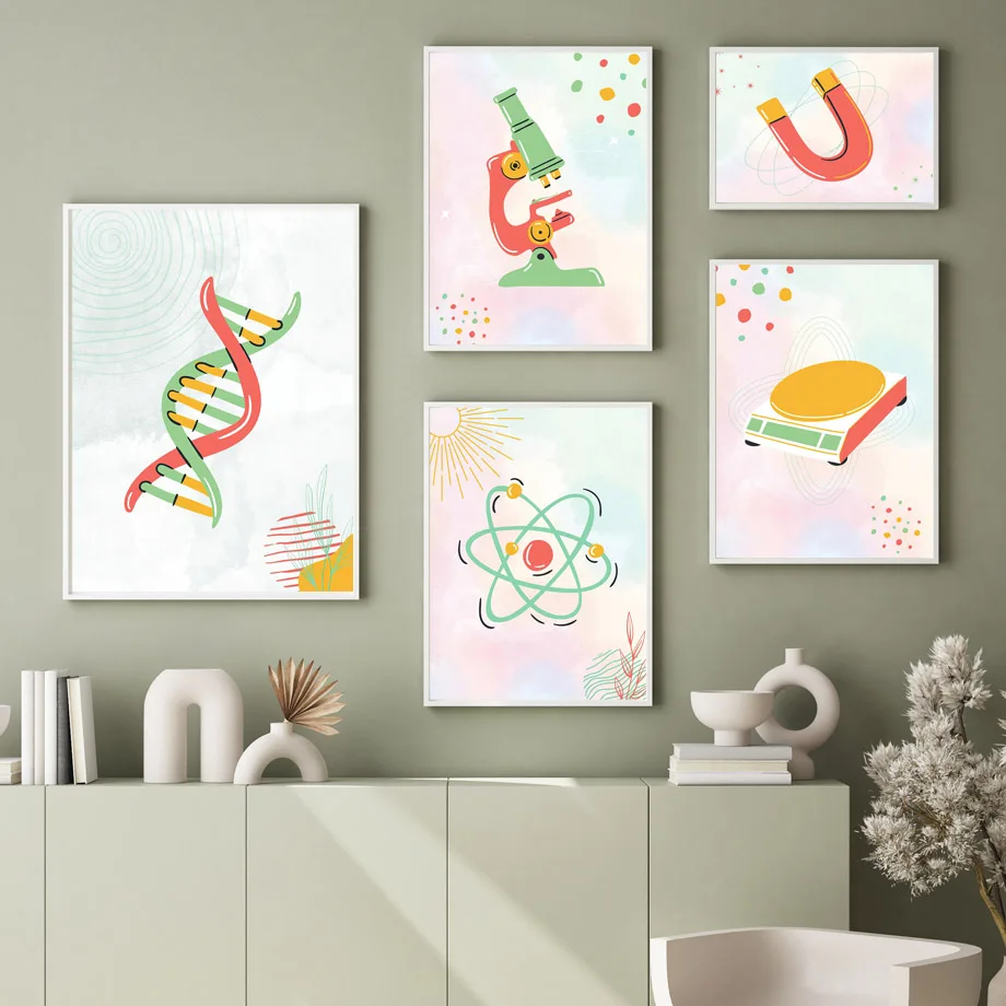 Science Nursery - Pintura en lienzo sin marco, ciencia,