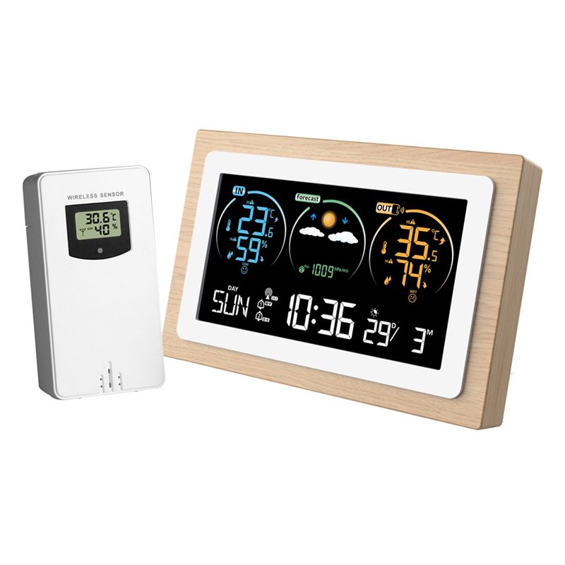Weather Station Indoor - Estación Meteorológica Inteligente AC88, Barómetro, Reloj,