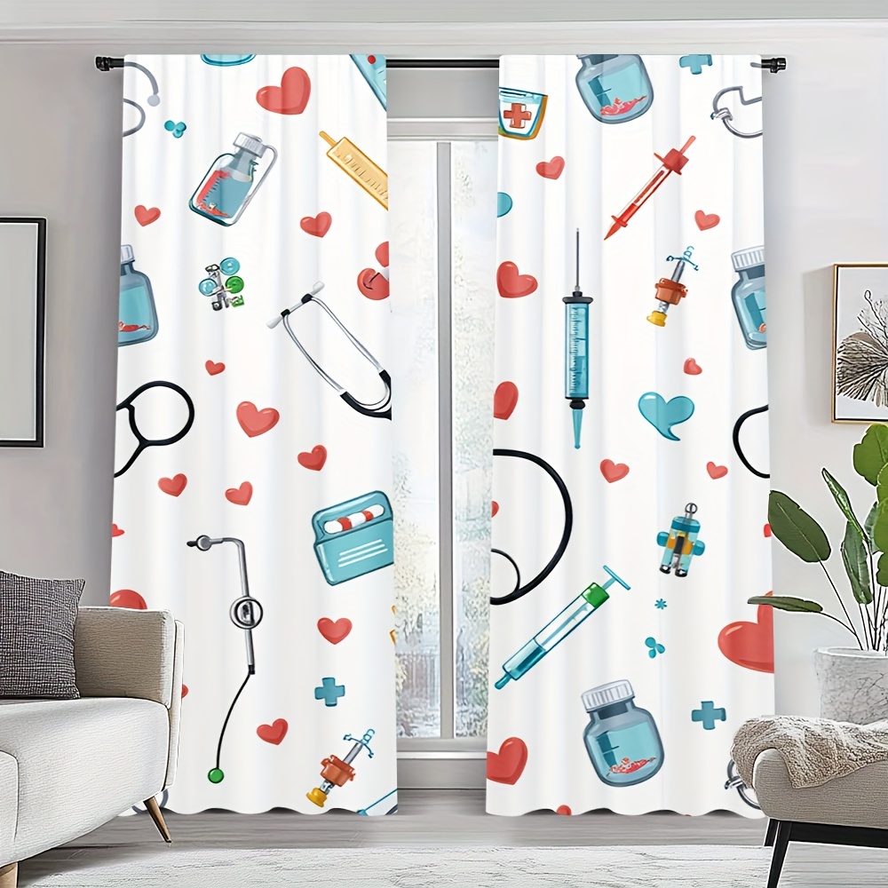 Science Nursery - Cortinas con Patrones Médicos Estéticos, Cortinas